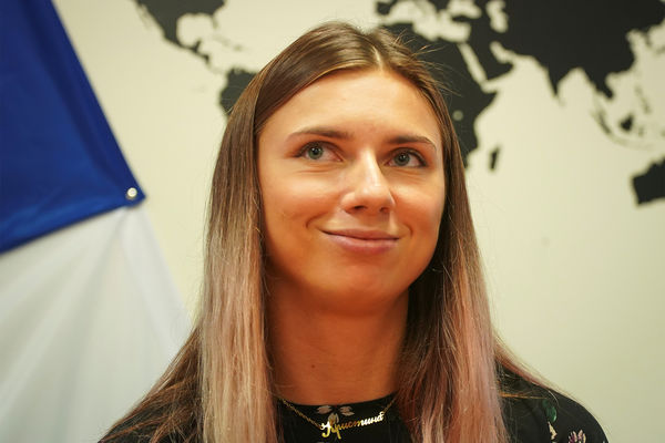 Кристина Тимановская на пресс-конференции в Варшаве, Польша, 5 августа 2021 года