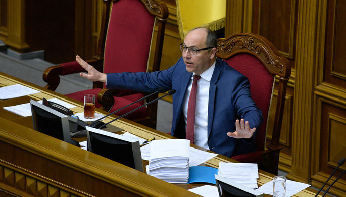 Спикер Верховной рады Украины Андрей Парубий во время заседания, январь 2019 года