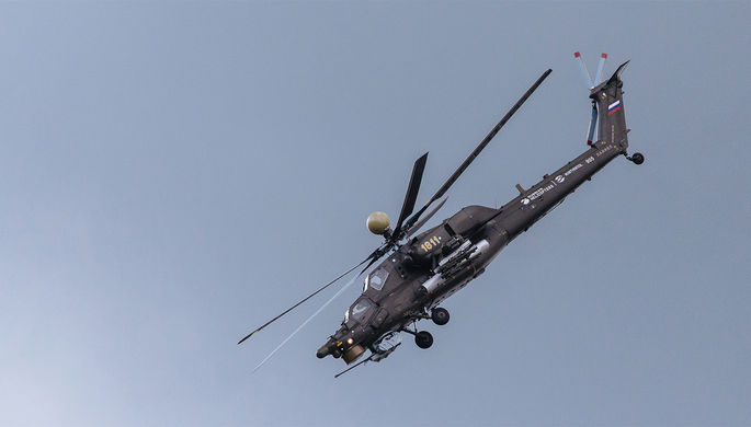 Второй день работы авиасалона МАКС-2017 в подмосковном Жуковском, 19 июля 2017 года. Вертолет Ми-28Н...