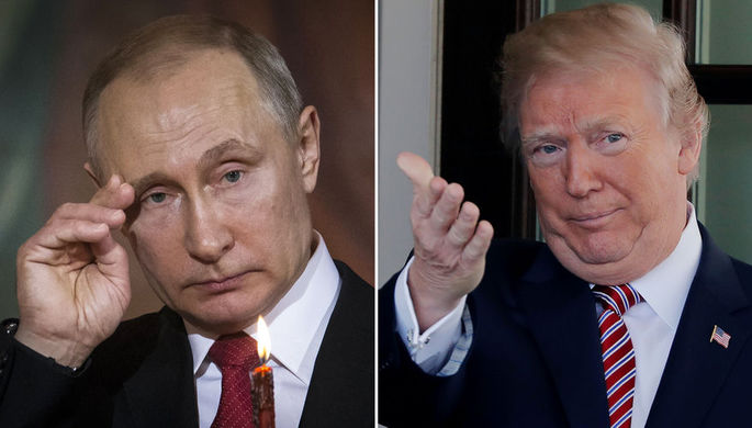 Президент РФ Владимир Путин и президент США Дональд Трамп, коллаж «Газеты.Ru»