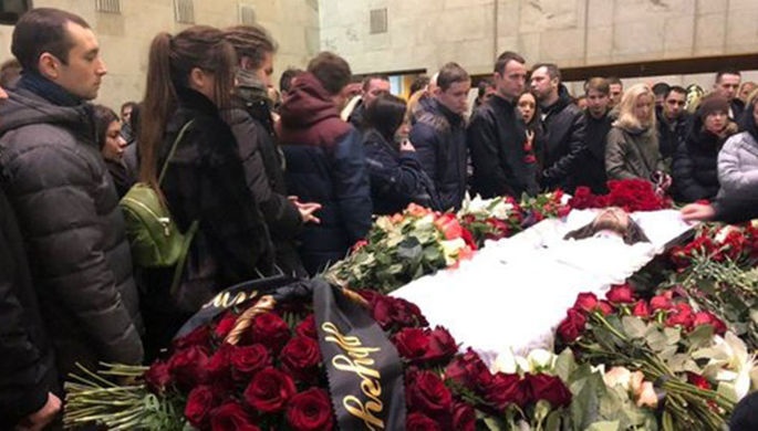 Церемония прощания с рэпером Кириллом Толмацким (Децлом) на территории ЦКБ Управления делами...