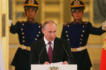 Владимир Путин во время встречи с российской олимпийской сборной в Александровском зале Большого Кремлевского дворца
