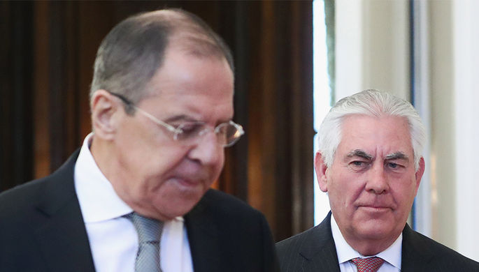 Министр иностранных дел РФ Сергей Лавров и госсекретарь США Рекс Тиллерсон
