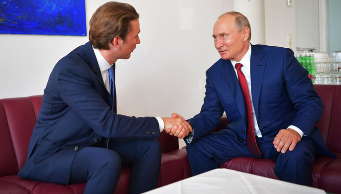 Президент России Владимир Путин и федеральный канцлер Австрии Себастьян Курц