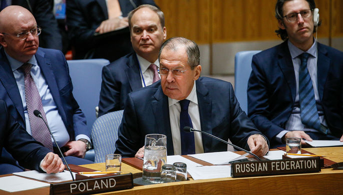 Постпред России при ООН Василий Небензя, посол России в США Анатолий Антонов и министр иностранных...