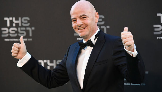 Президент ФИФА Джанни Инфантино перед началом церемонии вручения наград The Best FIFA Football...