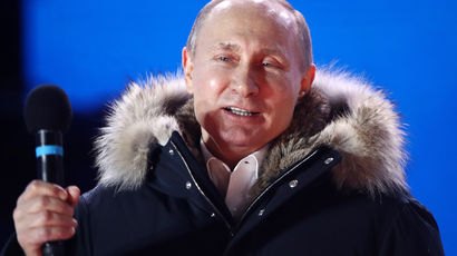 Владимир Путин на митинге-концерте «Россия. Севастополь. Крым» на Манежной площади, 18...