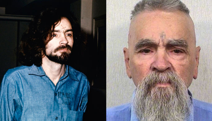 Чарльз Мэнсон в 1970 году и 2014 году (справа)