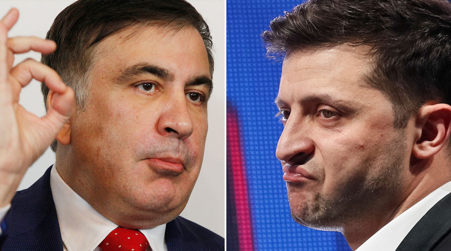 Михаил Саакашвили и Владимир Зеленский, коллаж "Газеты.Ru"