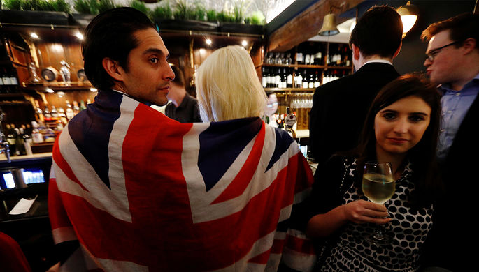 Сторонники Brexit в лондонском пабе, март 2017 года