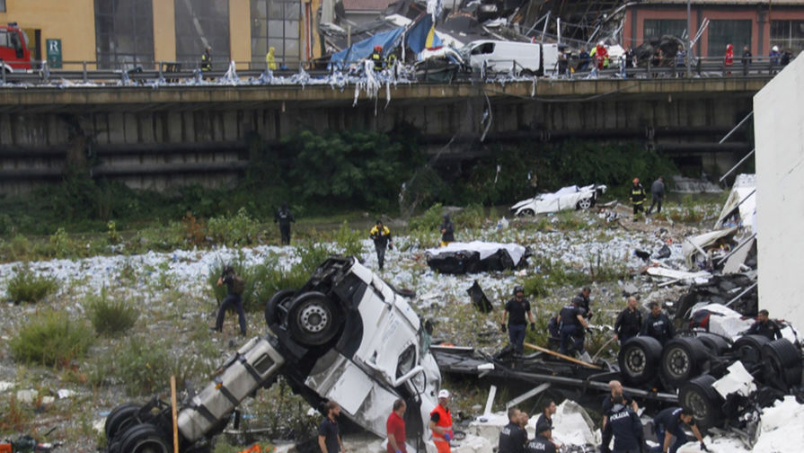Число погибших при крушении автомобильного моста в Генуе превысило 40