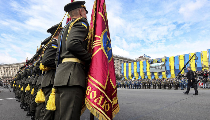 Во время военного парада по случаю 26-й годовщины независимости Украины, 24 августа 2017 года