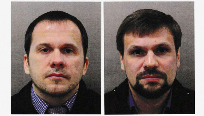 Обвиняемые в отравлении Сергея и Юлии Скрипалей Александр Петров и Руслан Боширов. Фотографии...