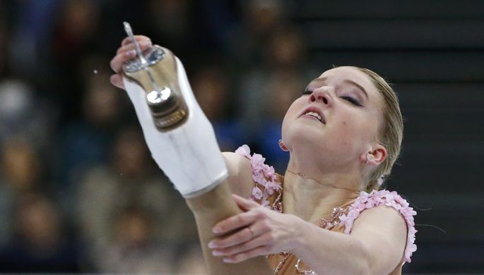 Россиянка Мария Сотскова на чемпионате мира по фигурному катанию в Хельсинки