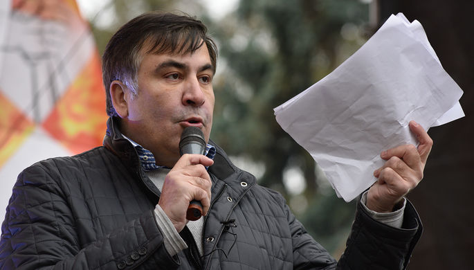 Бывший президент Грузии, экс-губернатор Одесской области Михаил Саакашвили выступает на вече у...