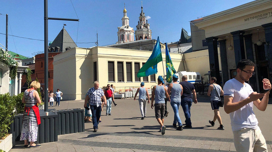 Центр Москвы во время Дня ВДВ, 2 августа 2018 года