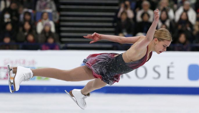 Россиянка Анна Погорилая на чемпионате мира по фигурному катанию в Хельсинки