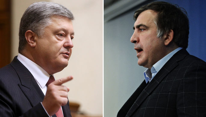 Президент Украины Петр Порошенко и экс-президент Грузии, экс-губернатор Одесской области Михаил...