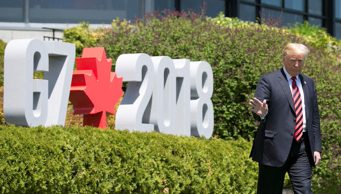Президент США Дональд Трамп на саммите G7, 8 июня 2018 года