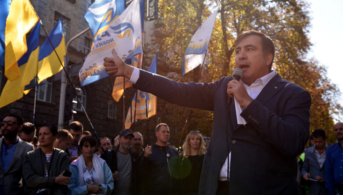 Экс-губернатор Одесской области Украины Михаил Саакашвили во время выступления в Киеве, 19 сентября...
