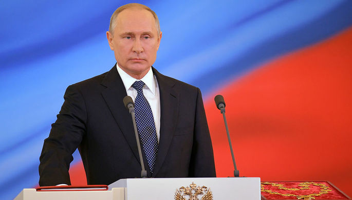 Президент России Владимир Путин во время церемонии инаугурации в Кремле, 7 мая 2018 года