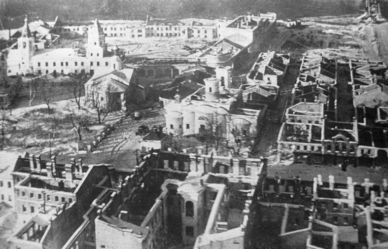 Вид разрушенного фашистами Новгорода во время Великой Отечественной войны