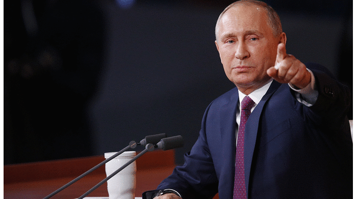 Президент России Владимир Путин во время ежегодной пресс-конференции в Москве, 14 декабря 2017 года