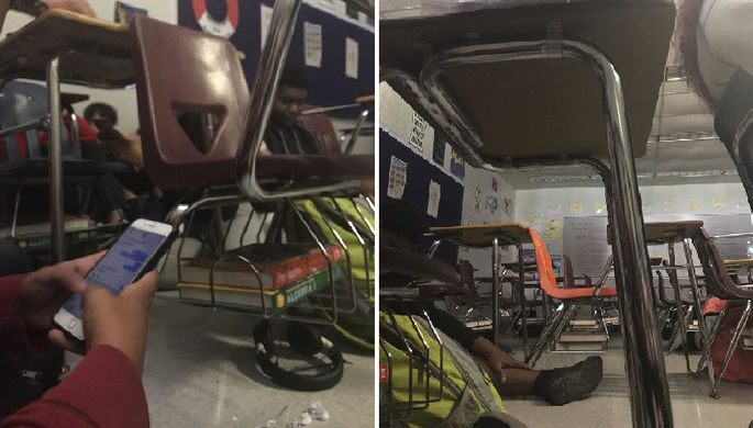 Ситуация внутри школы в городе Паркленд во Флориде, где произошла стрельба, 14 февраля 2018 года