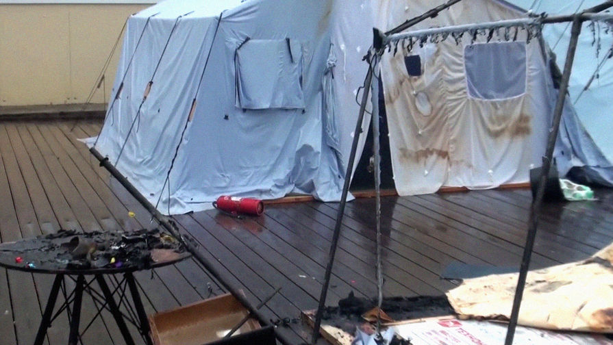 Последствия пожара в палаточном лагере "Холдоми" в Солнечном районе Хабаровского края, 23 июля 2019 года