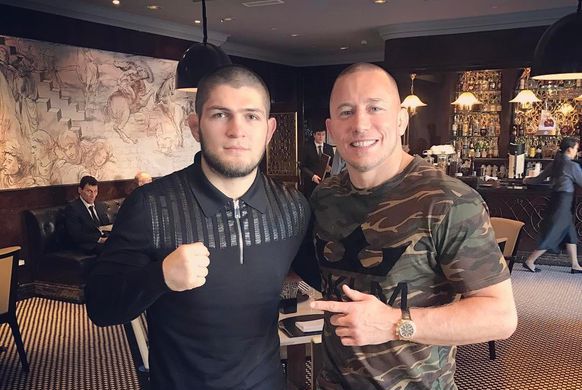Бойцы UFC Хабиб Нурмагомедов и Жорж Сен-Пьер
