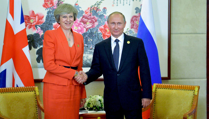 4 сентября 2016 года. Президент РФ Владимир Путин и премьер-министр Великобритании Тереза Мэй