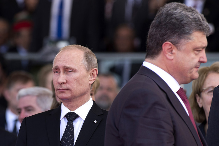 Президент России Владимир Путин и президент Украины Петр Порошенко