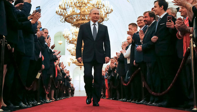 Президент России Владимир Путин во время церемонии инаугурации в Кремле, 7 мая 2018 года