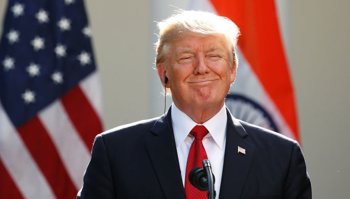Президент США Дональд Трамп во время пресс-конференции в саду Белого дома, июнь 2017 года