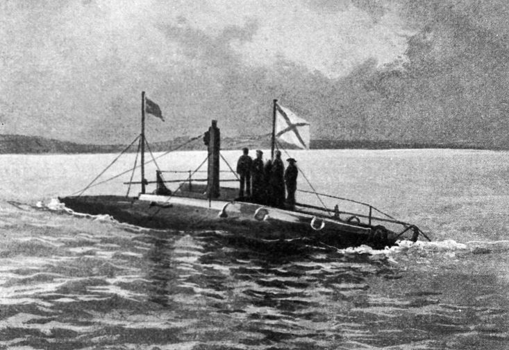 Первая русская подводная лодка "Дельфин", принимавшая участие в русско-японской войне 1904-1905 годов