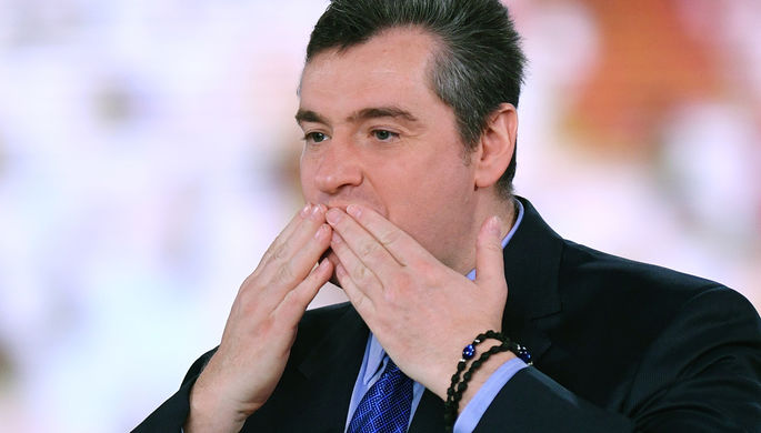 Председатель комитета Госдумы России по международным делам Леонид Слуцкий перед обращением...