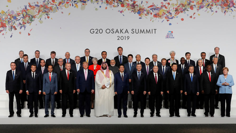 Общая фотография лидеров стран на саммите G20 в Осаке, 28 июня 2019 года