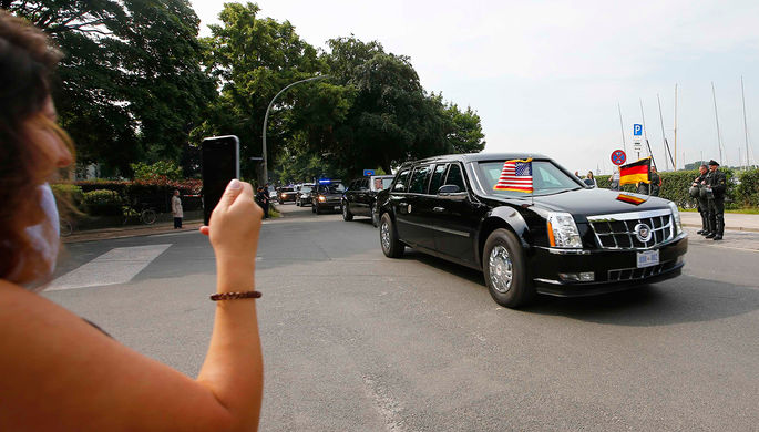 Кортеж президента США Дональда Трампа в Гамбурге, 7 июля 2017 года