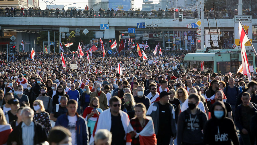  Участники масштабной акции протеста в Минске, 20 сентября 2020 года 