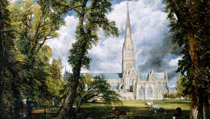 Джон Констебл. Вид на собор в Солсбери из епископского сада. 1823