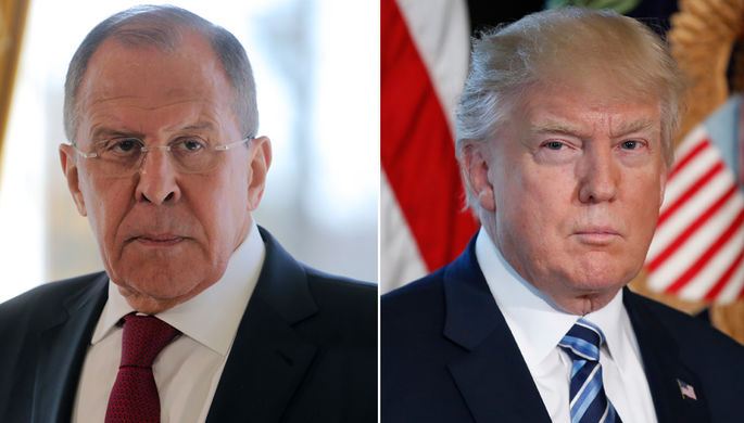 Министр иностранных дел РФ Сергей Лавров и президент США Дональд Трамп