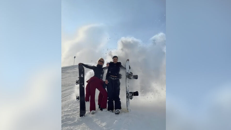 Бизнесвумен Оксана Самойлова снялась с Клавой Кокой на сноубордах