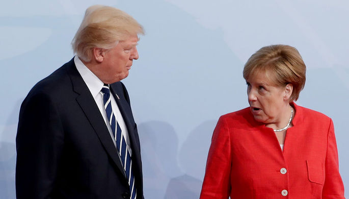Президент США Дональд Трамп и канцлер Германии Ангела Меркель