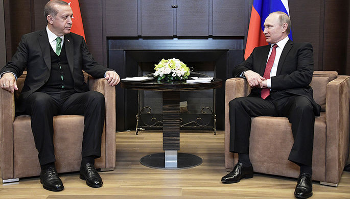 Владимир Путин и Реджеп Тайип Эрдоган во время встречи в Сочи