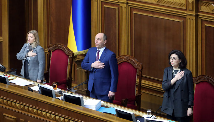 Первый заместитель председателя Верховной рады Украины Ирина Геращенко, председатель Андрей Парубий...