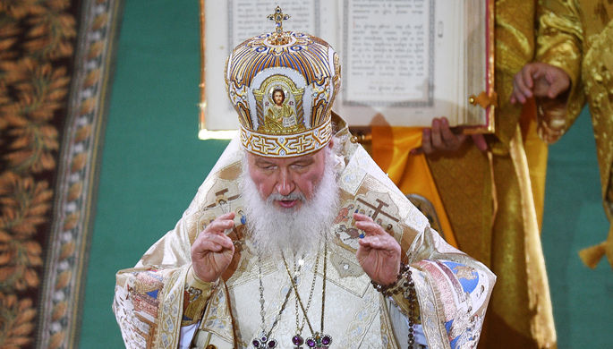 Патриарх Московский и всея Руси Кирилл во время рождественского богослужения в храме Христа...
