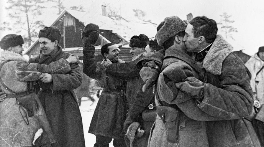 Встреча солдат Ленинградского и Волховского фронтов, 18 января 1943 года