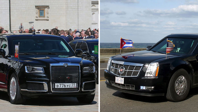 Лимузин Aurus проекта «Кортеж» и автомобиль президента США (он же -— Cadillac One...