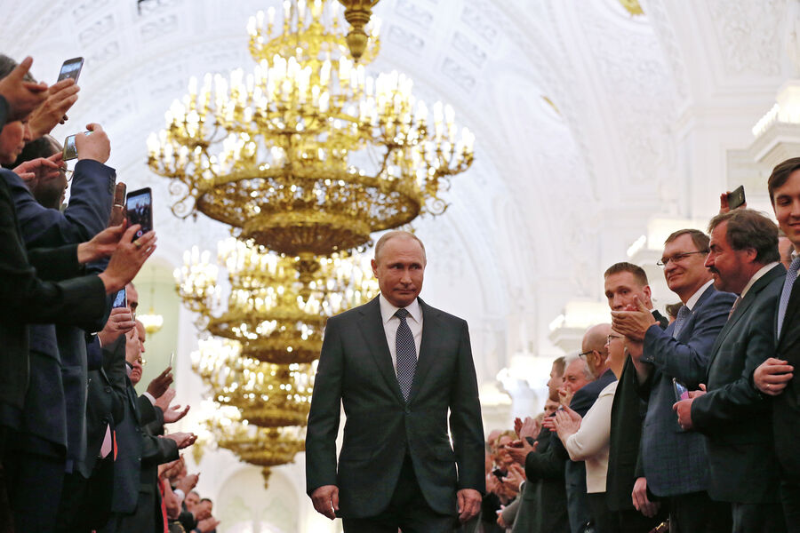 Владимир Путин во время церемонии инаугурации в&nbsp;Кремле, 7&nbsp;мая 2018&nbsp;года