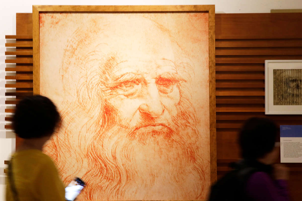 Автопортрет Леонардо да Винчи на выставке в Риме, 2019 год